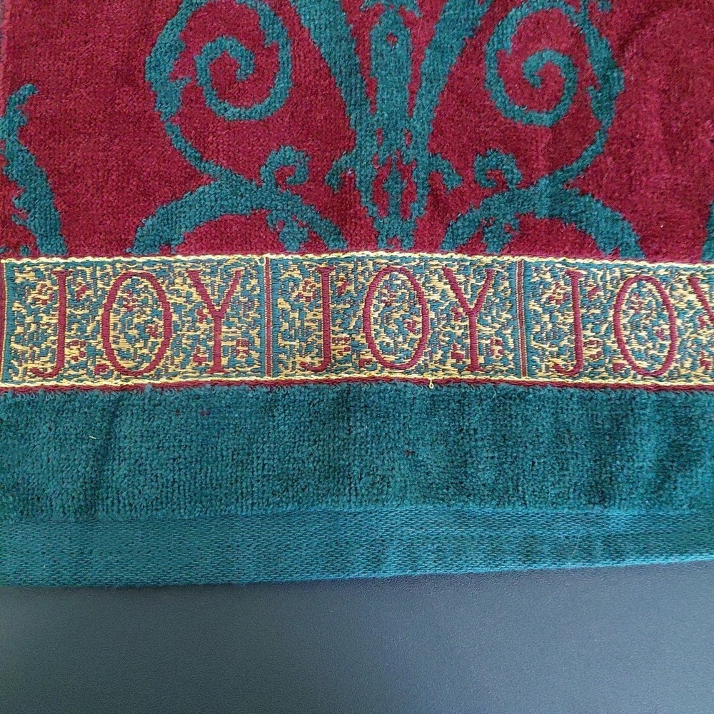 3 NOS Santens Christmas Towel Set JOY Embroidered Bath & Hand Green Gold NEW USA - Picture 11 of 12